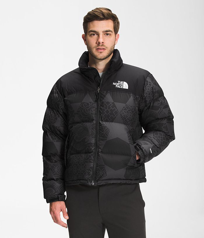 The North Face Puffer Μπουφαν Μαυρα Ανδρικα Printed 1996 Retro Nuptse - Greece 8902WRZFU